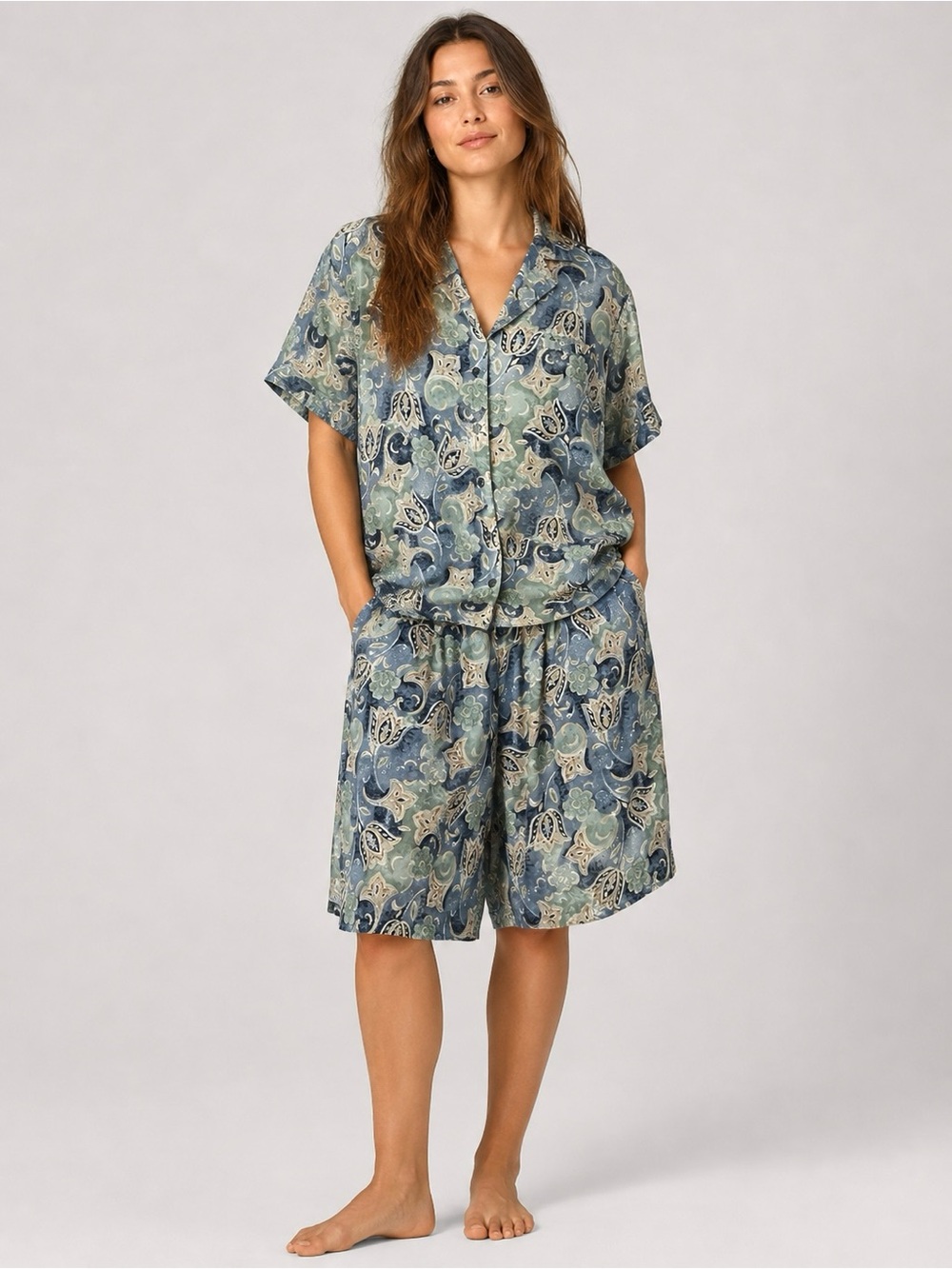 Vintage 100% Silk Paisley Floral Pyjama Set Maximalist Coastal Quiet Luxury